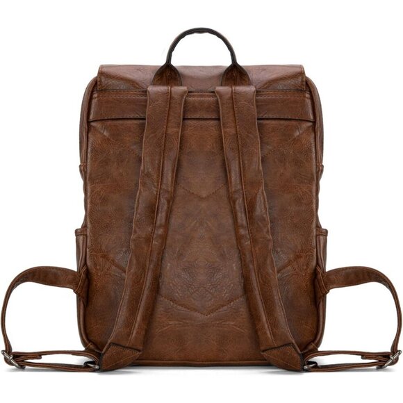 Women\'s Dark Brown Purse For Work Business Unisex Stylish Vegan Leather Backpack main image 5